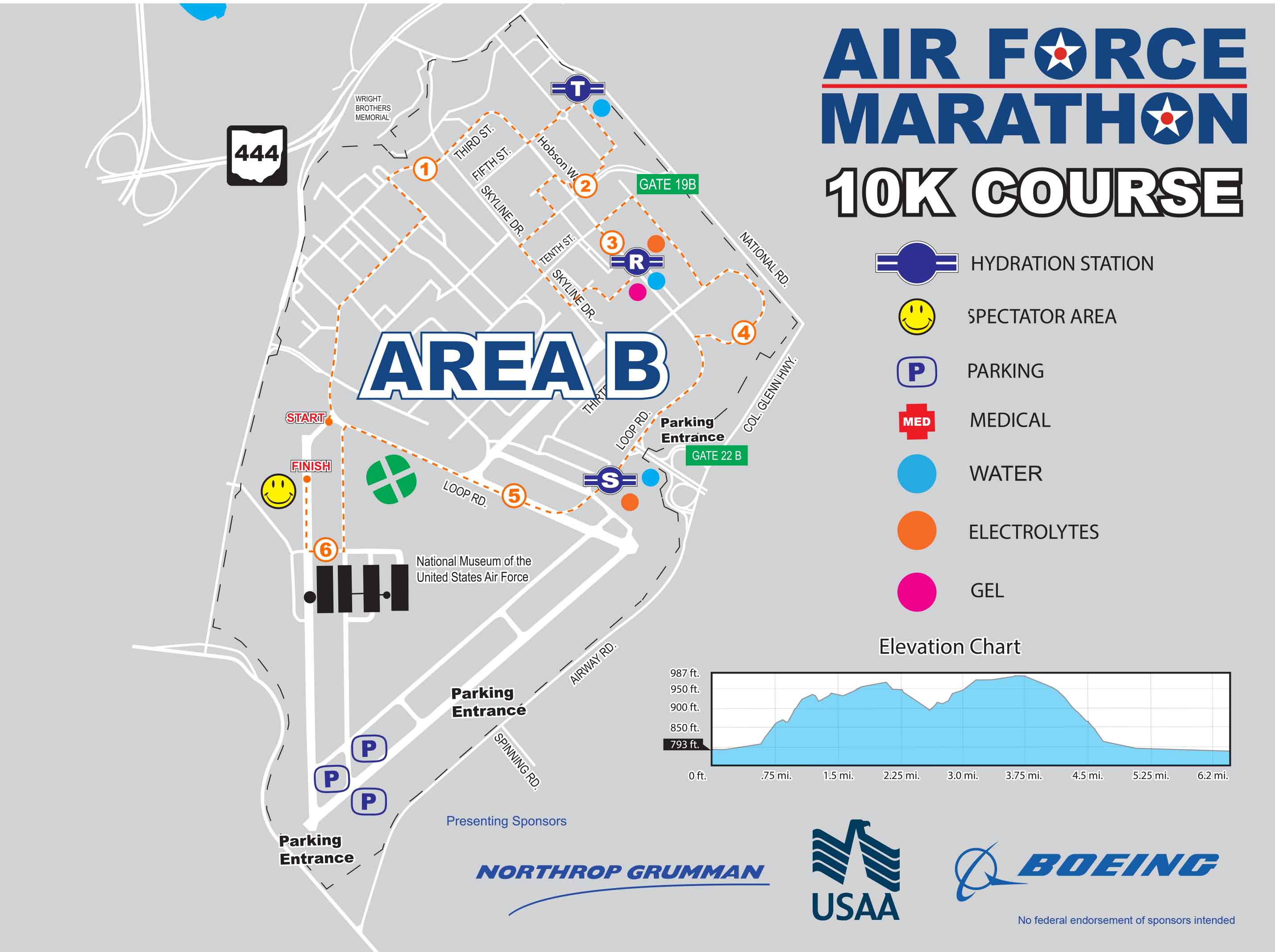 2019 10K Course Map Air Force Marathon