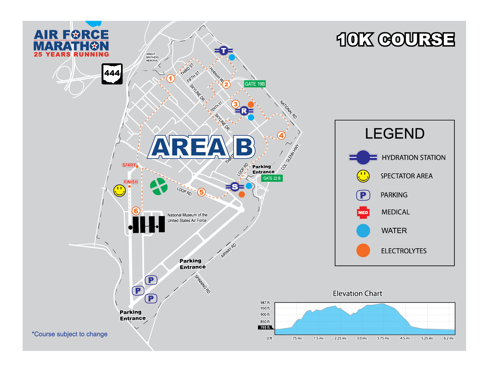 2021 10K Course Map Air Force Marathon